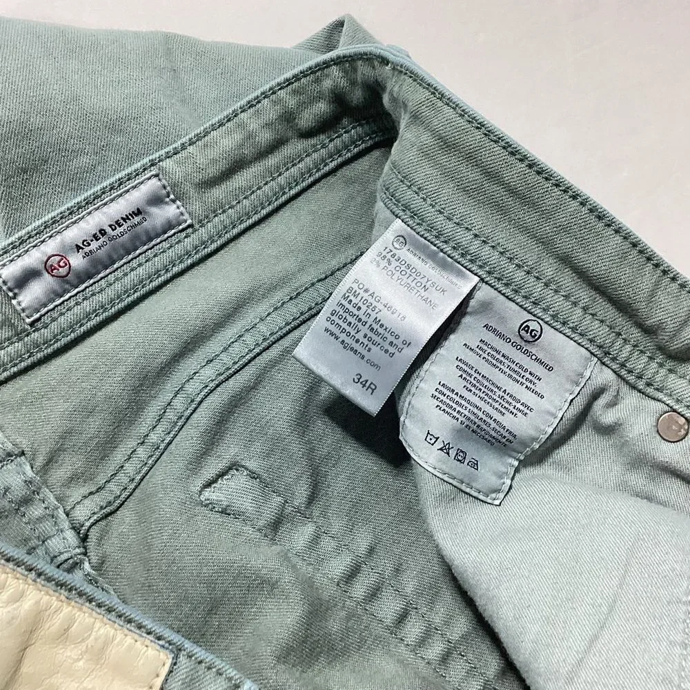 Adriano Goldschmied AG Jeans Ag-ed Denim Gray Green Mid Rise Straight 34R Men's
